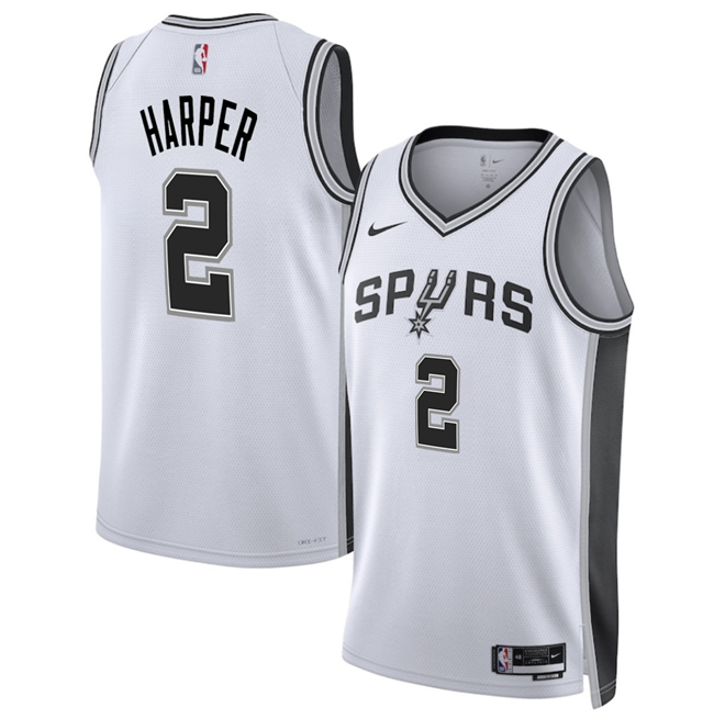 Men's White San Antonio Spurs #2 Dylan Harper 2025 Draft Association Edition Stitched Basketball Jersey